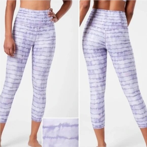 Athleta Pants - Athleta‎ Elation Printed Leggings Tahiti Dusk Purple Grey Tie Dye Small